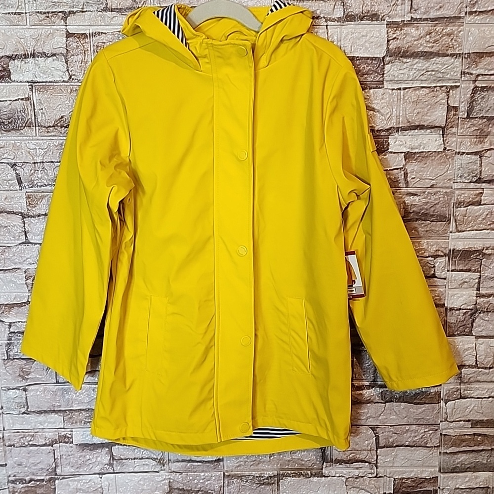 Hunter Kids Bright Yellow Hooded Raincoat Jacket  Brand New